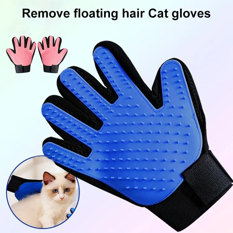 Blue Pet Grooming Gloves For Cats Left Hand