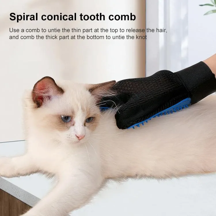 Blue Pet Grooming Gloves For Cats Left Hand
