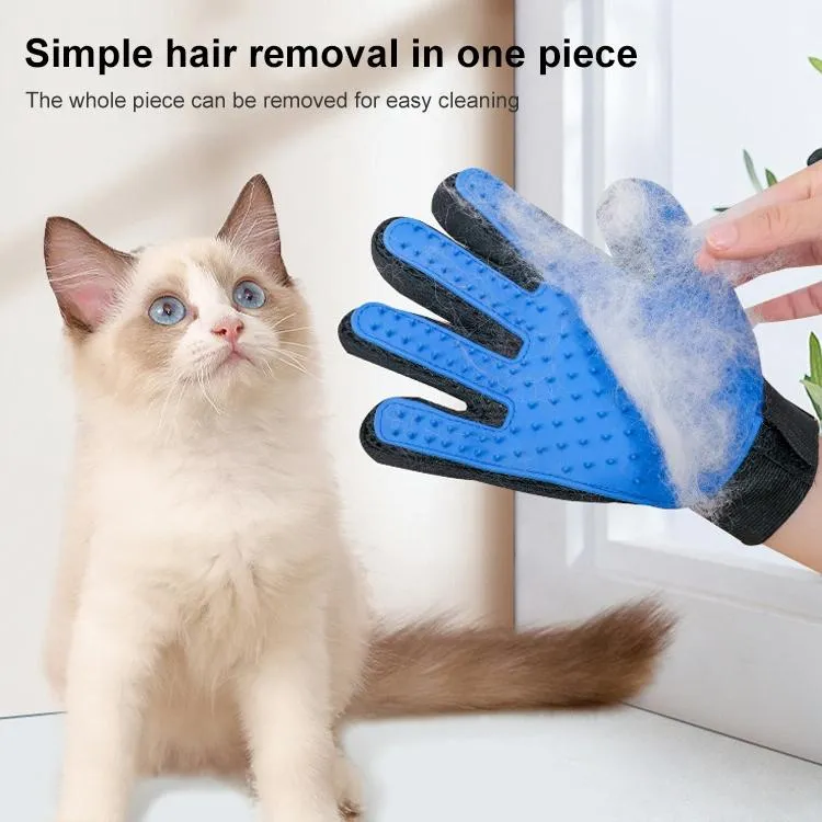 Blue Pet Grooming Gloves For Cats Left Hand