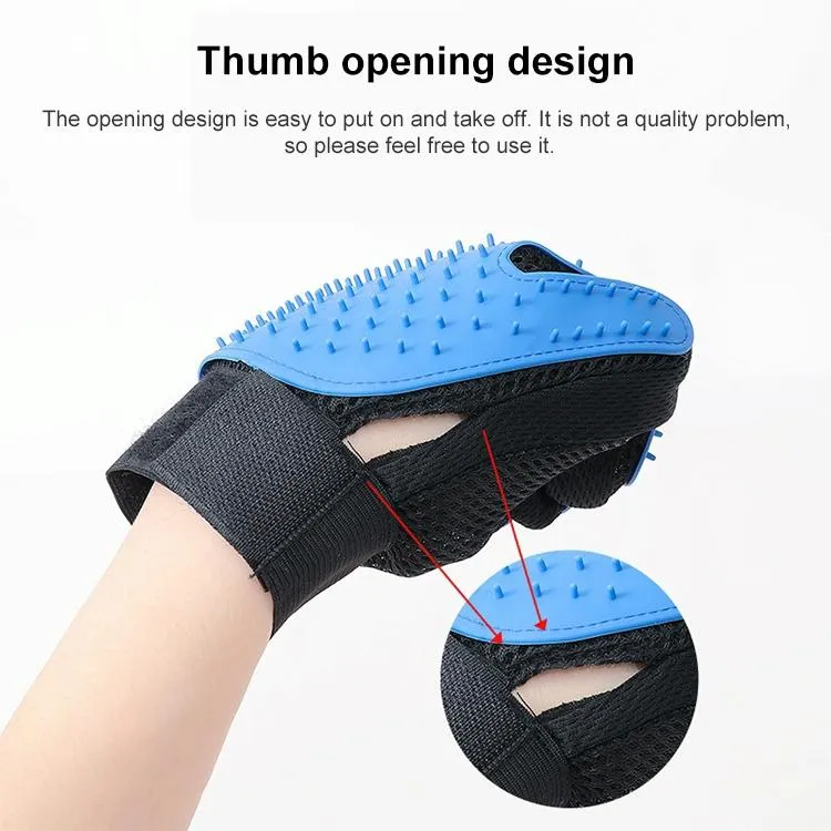 Blue Pet Grooming Gloves For Cats Left Hand