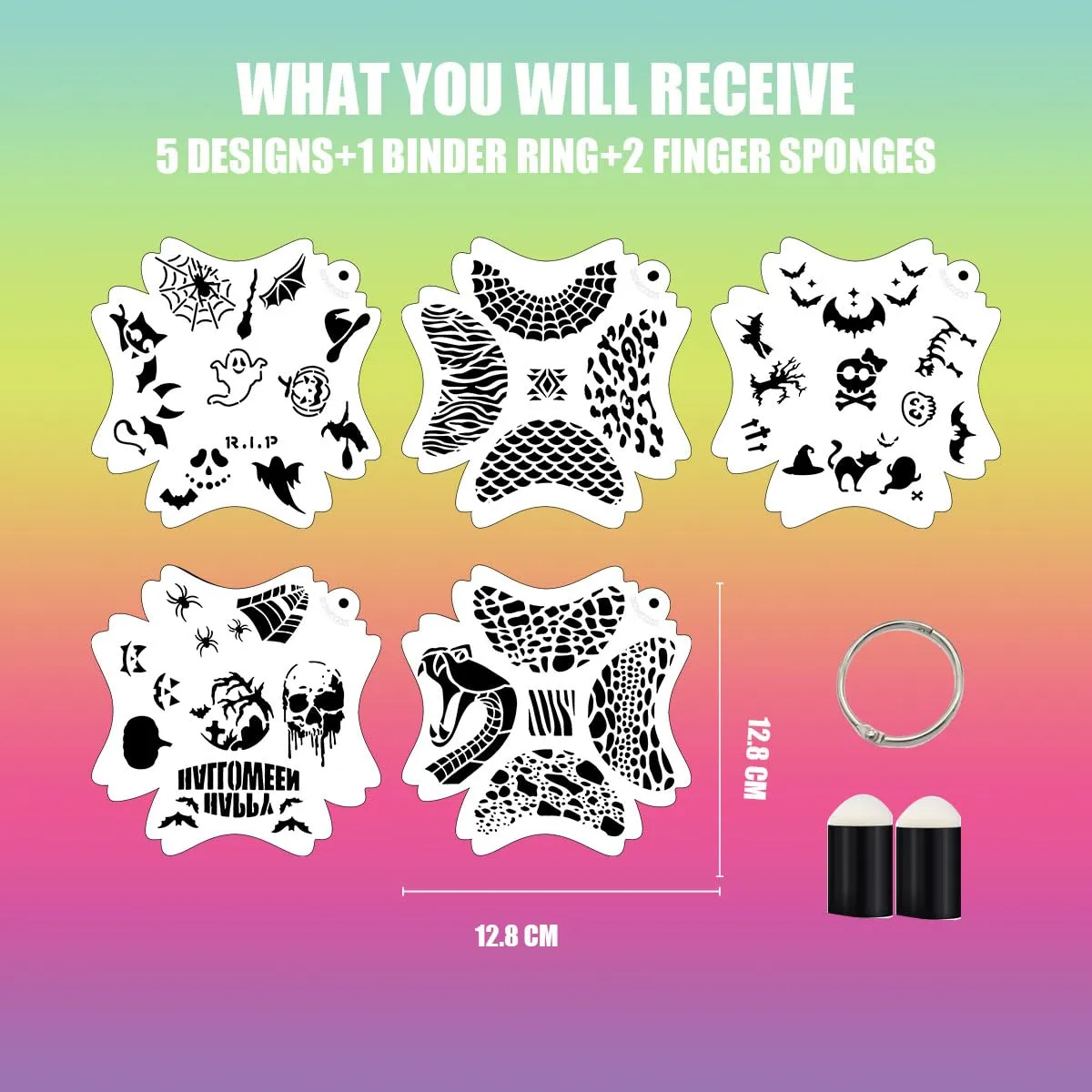 Bowitzki Reusable Face Paint Stencils for Body Art Painting Halloween Christmas Makeup Stencils (Halloween)