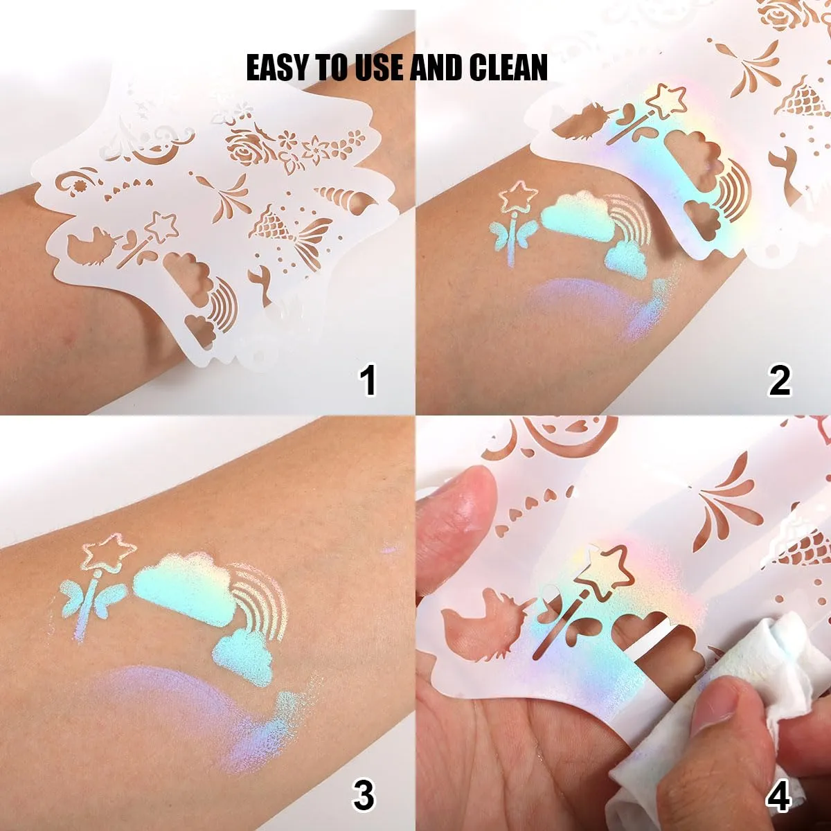 Bowitzki Reusable Face Paint Stencils for Body Art Painting Halloween Christmas Makeup Stencils (Halloween)