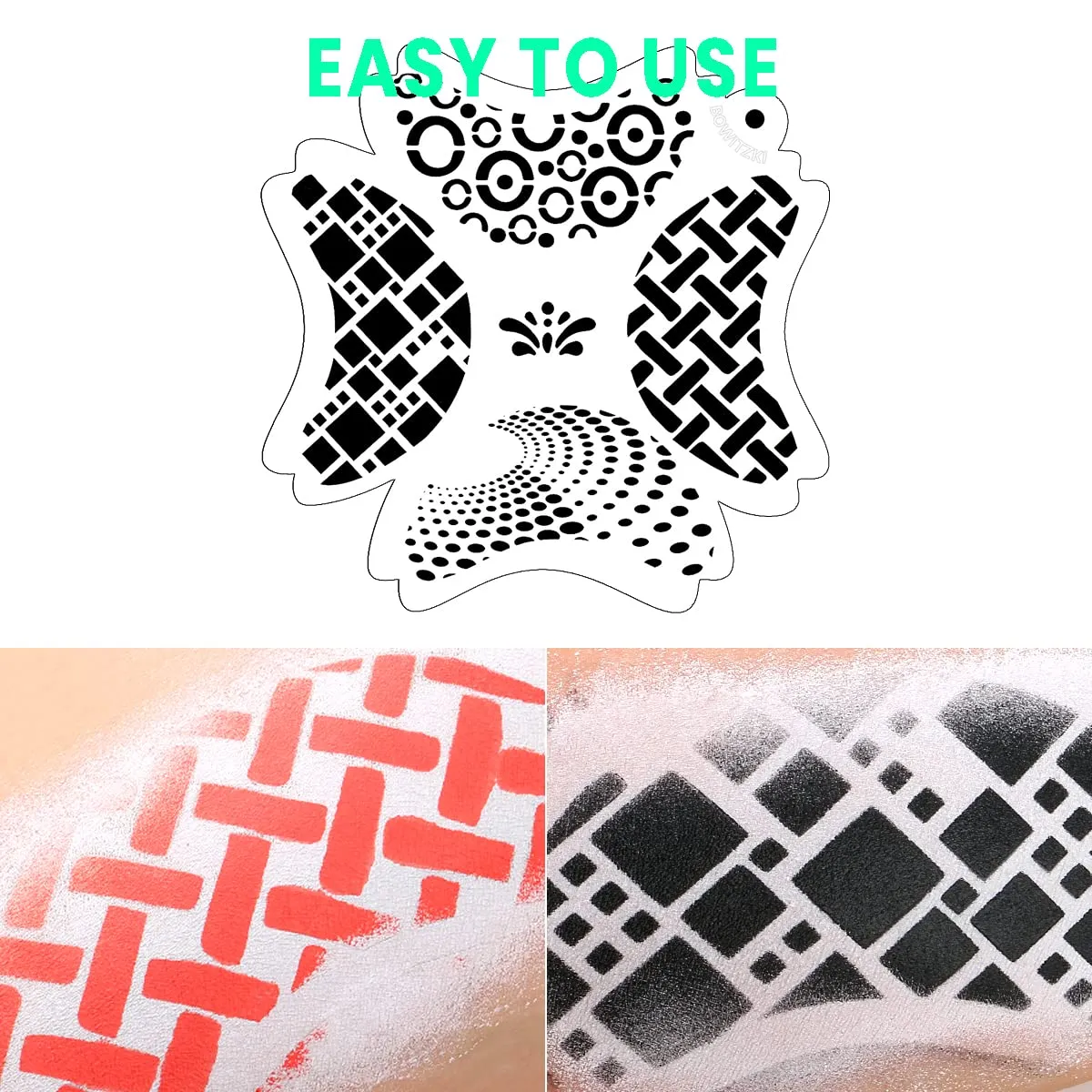 Bowitzki Reusable Face Paint Stencils for Body Art Painting Halloween Party Makeup Temporary Tattoos Stencils (Texture-2)