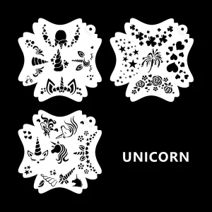 Bowitzki Reusable Face Paint Stencils for Body Art Painting Halloween Party Makeup Temporary Tattoos Stencils (Unicorn)