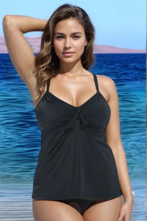 FULLFITALL - Black Tie Front Underwire Tankini Top