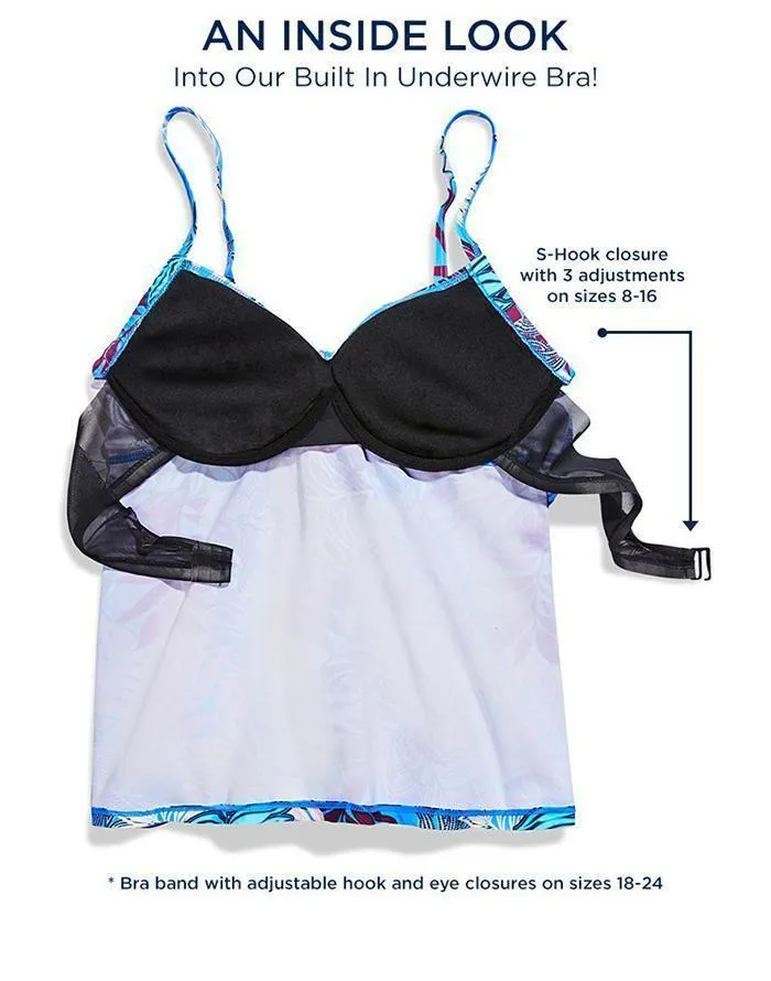 FULLFITALL - Black Tie Front Underwire Tankini Top