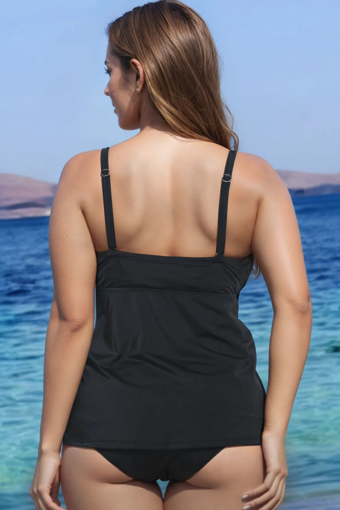 FULLFITALL - Black Tie Front Underwire Tankini Top
