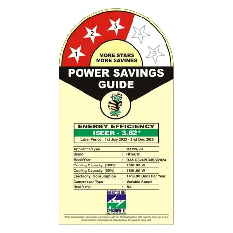 Hitachi RAS.G324PCCISS Split Ac Inverter 2 Ton 3 Star iZen 3400SXL