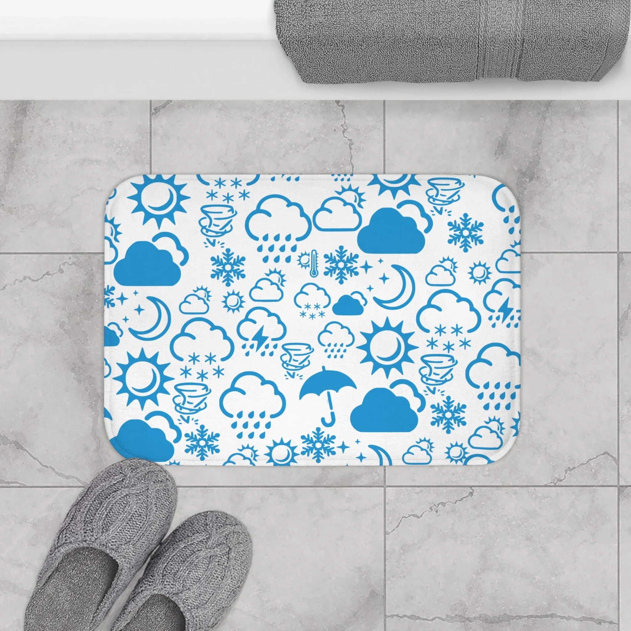 Wx Icon (White/Blue) Bath Mat